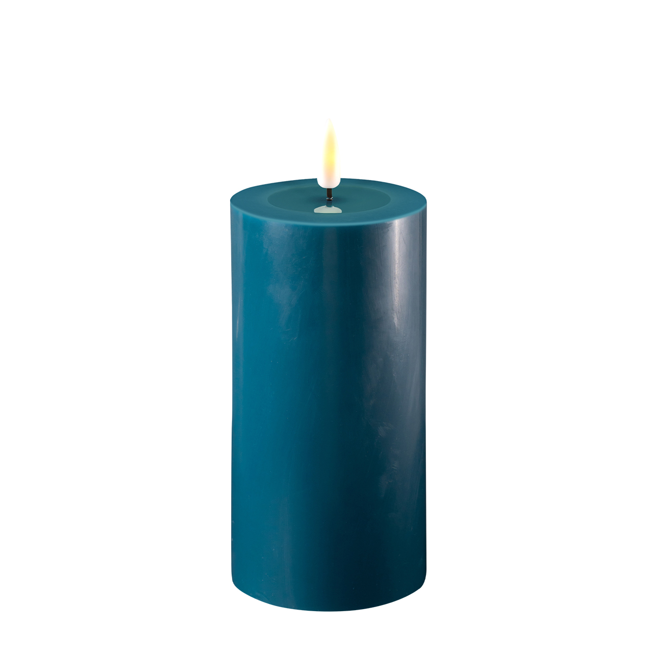 2021-RF-0045 Stumpenkerze LED petrol 7,5 x 15cm