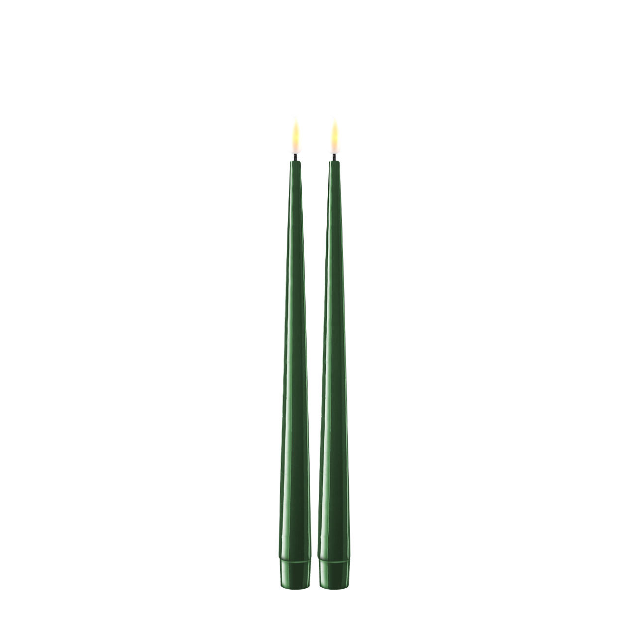 RF-K-0029 Stabkerze mit Lack LED 28 cm dunkelgrün 2 Stück