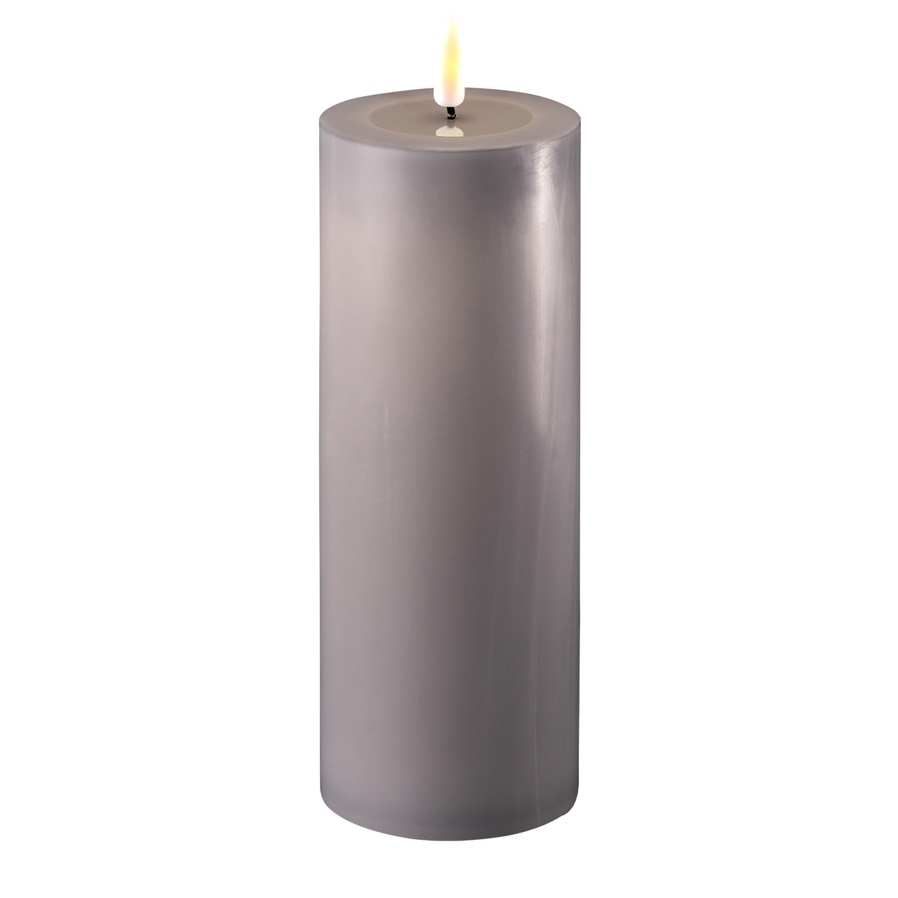 2021-RF-0033 Stumpenkerze LED grau 7,5 x 20cm