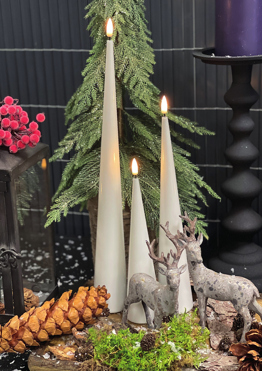 Keglelys-Hvid Kegelkerze LED Weiß 20cm