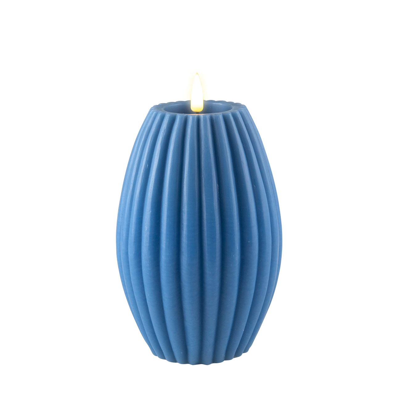 Stumpenkerze LED Eisblau gerillt 10 x 15cm