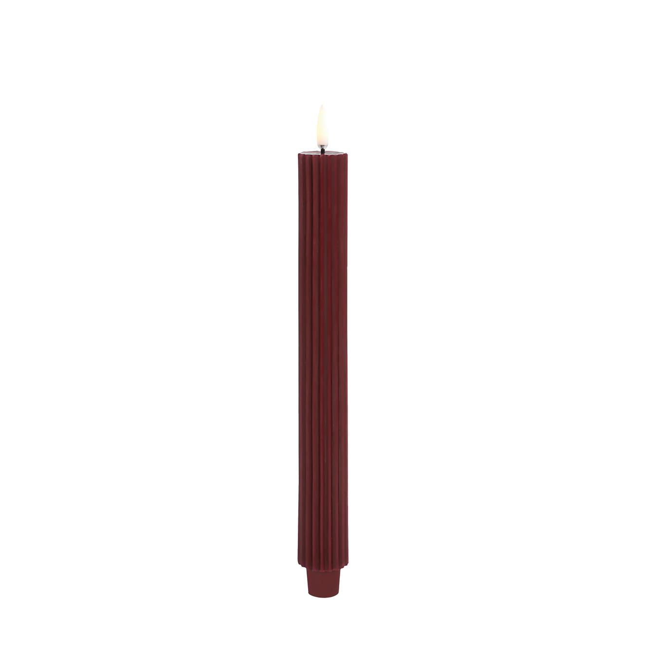 Uyuni LED Tafelkerze grooved 25cm wine red 2 Stück Kerze