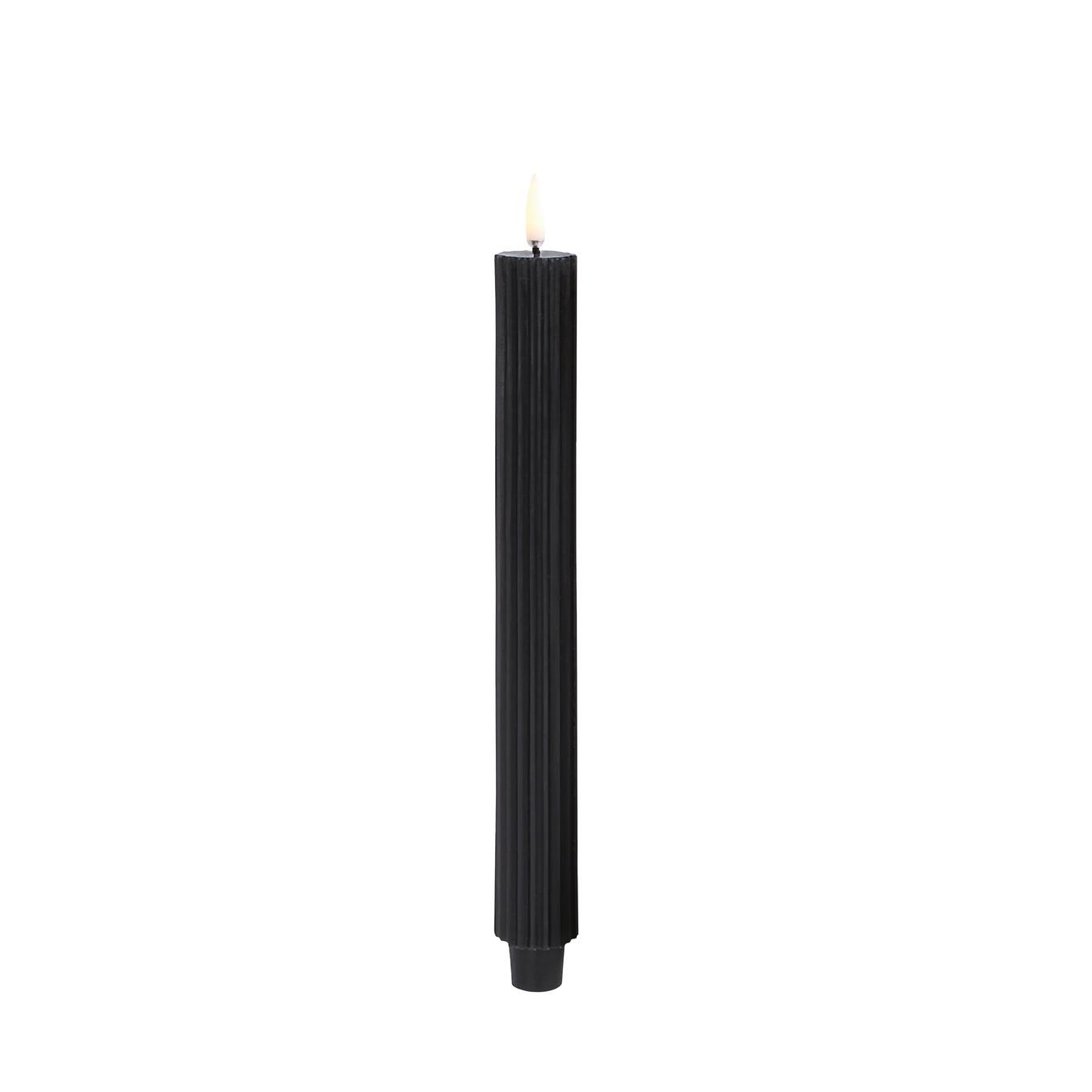 Uyuni LED Tafelkerze grooved 25cm black 2 Stück Kerze